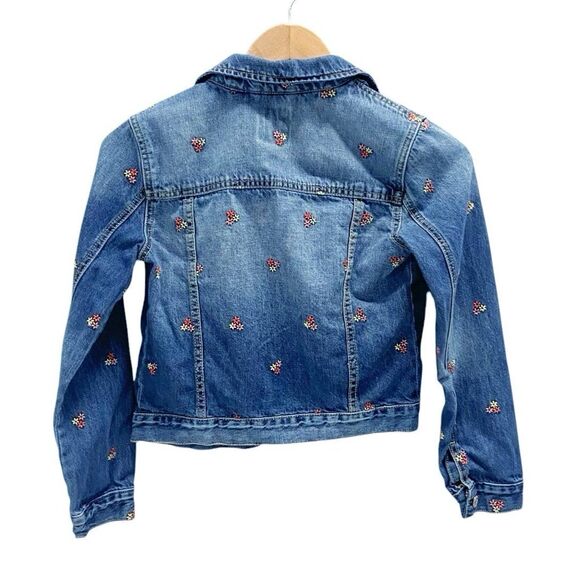 Gap Girls Floral Flowers Embroidered Denim Blue Jean Jacket Pocket XL - Picture 7 of 12